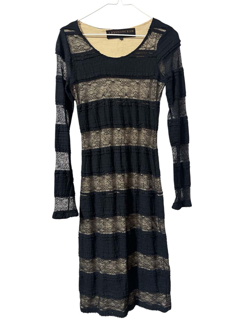 Leyendecker Los Angeles black lace long sleeve midi dress
